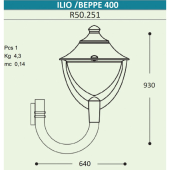 Светильник уличный настенный FUMAGALLI ILIO/BEPPE P50.251.000.AYH27