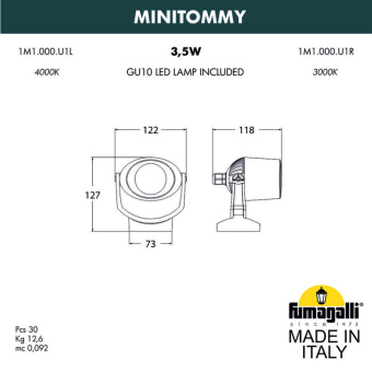 Фасадный светильник FUMAGALLI MINITOMMY 1M1.000.000.LXU1L