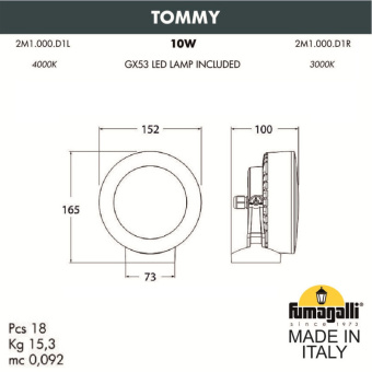 Фасадный светильник FUMAGALLI TOMMY 2M1.000.000.AXD1L