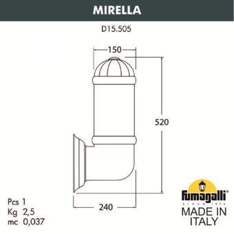 Светильник уличный настенный FUMAGALLI MIRELLA D15.505.000.WXF1R.FRA