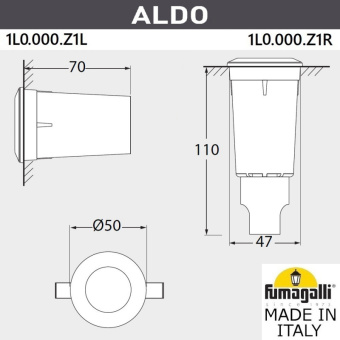 Грунтовый светильник светильник FUMAGALLI ALDO 1L0.000.000.AXZ1L